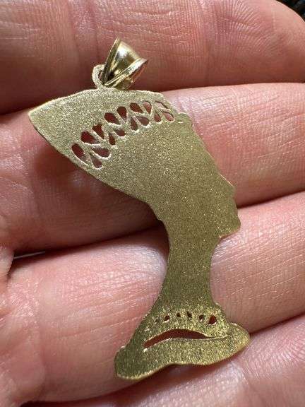 10k Yellow Gold Nefertiti Egyptian Queen Pendant