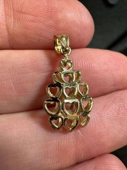 10K Yellow Gold Pineapple Heart Pendant