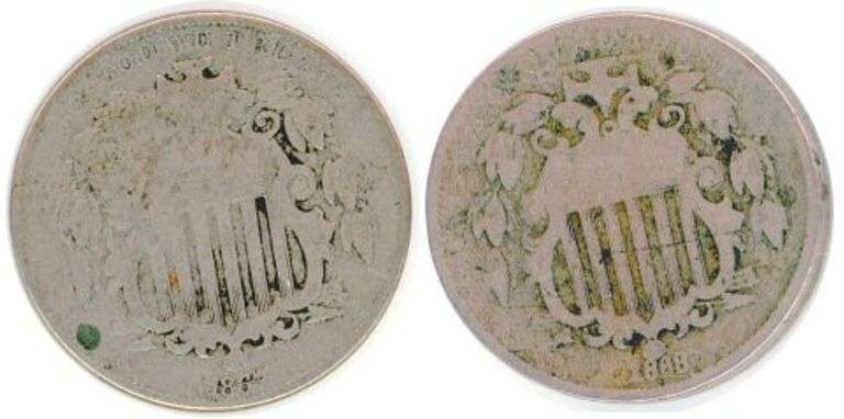 1867 & 1868 Shield Nickels