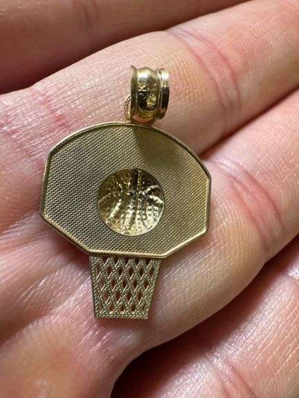 10k Yellow Gold Basketball Pendant
