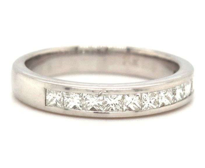 14kt White gold 0.40ctw princess cut channel set diamond band