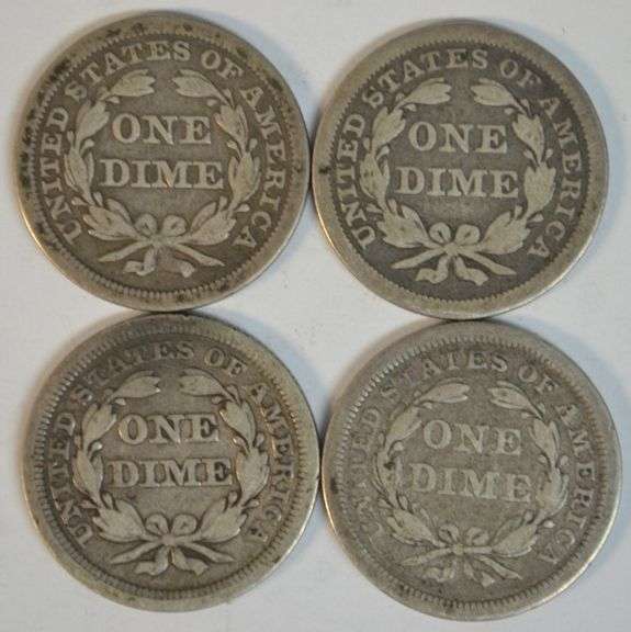 4 Diff. Nice VF/XF Liberty Seated Dimes 1843 to 1858