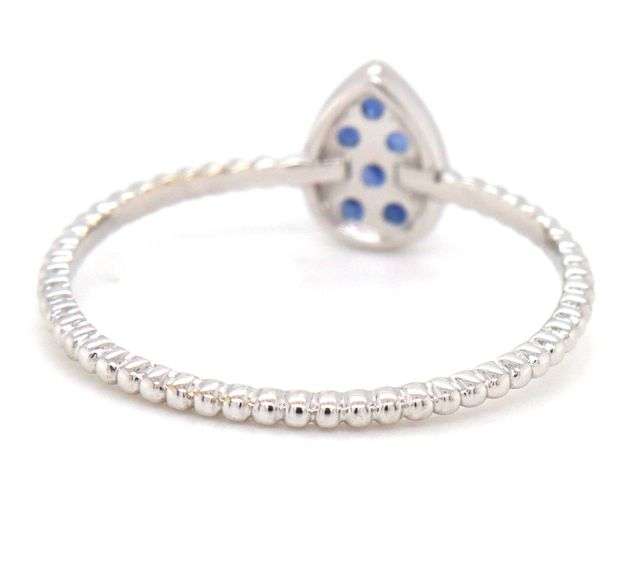 18kt White Gold Bony Levy Multi Blue Sapphire in Pear Shaped Ring