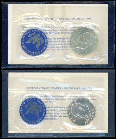 1971 & 1974 BU Eisenhower Silver Dollars in Envelopes