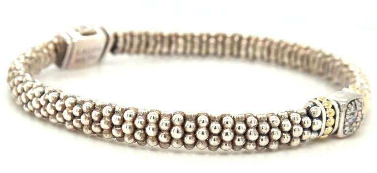 Lagos Caviar two tone diamond bracelet