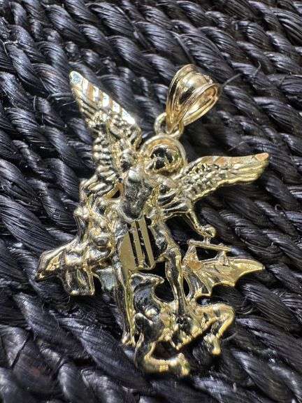 10K Yellow Gold Angel vs Demon Pendant