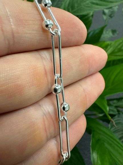 Sterling Silver Paperclip Offset Bead 8mm