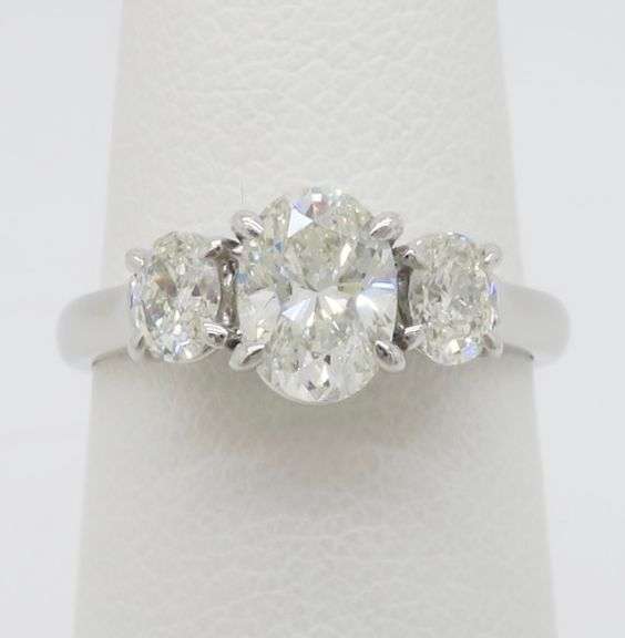 Classic Three Stone Diamond Ring in 18k White Gold