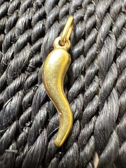 10K Yellow Gold Italian Horn Amulet Pendant