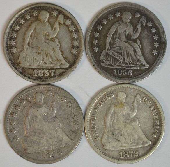 4 Diff. Sharp VF Liberty Seated Half Dimes 1856 to 1872