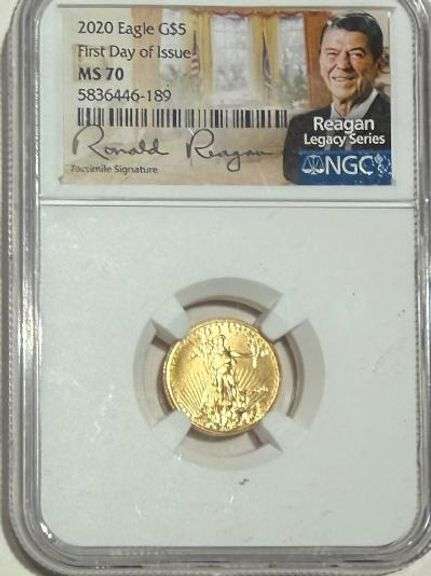 2020 First Day $5 Reagan NGC MS 70 Signed Gold Eagle
