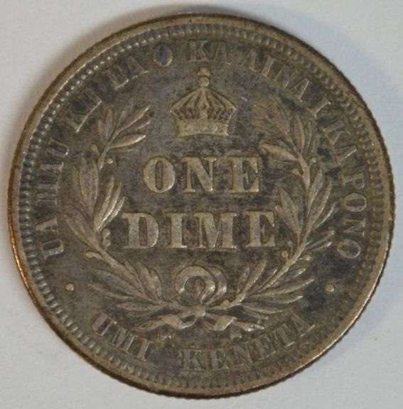 Sharp 1883 Kingdom of Hawaii Ten Cent Piece in Choice XF