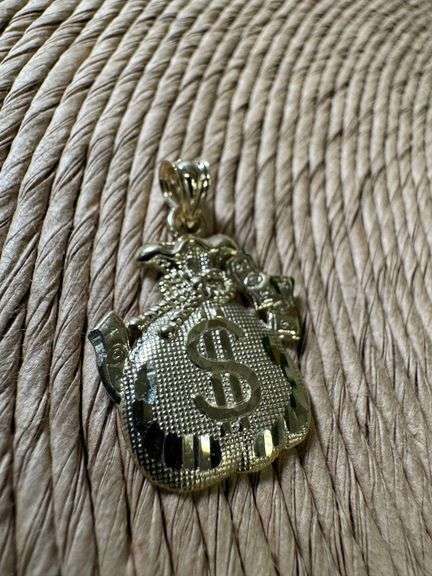 10k Yellow Gold Money Bag Pendant