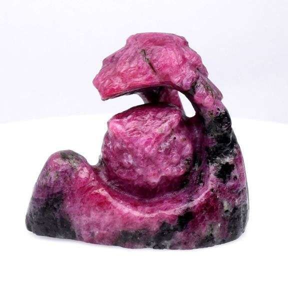 Simply adorable! 77.91ct Ruby in Zoisite owl carving!
