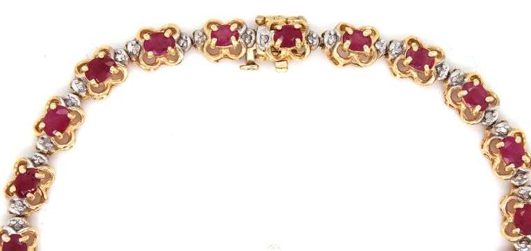 Nice 14K YG Ruby and Diamond Bracelet