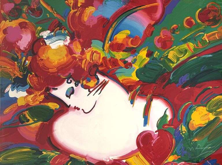 Limited Edition Peter Max 'Flower Blossom Lady' Signed Serigraph Framed