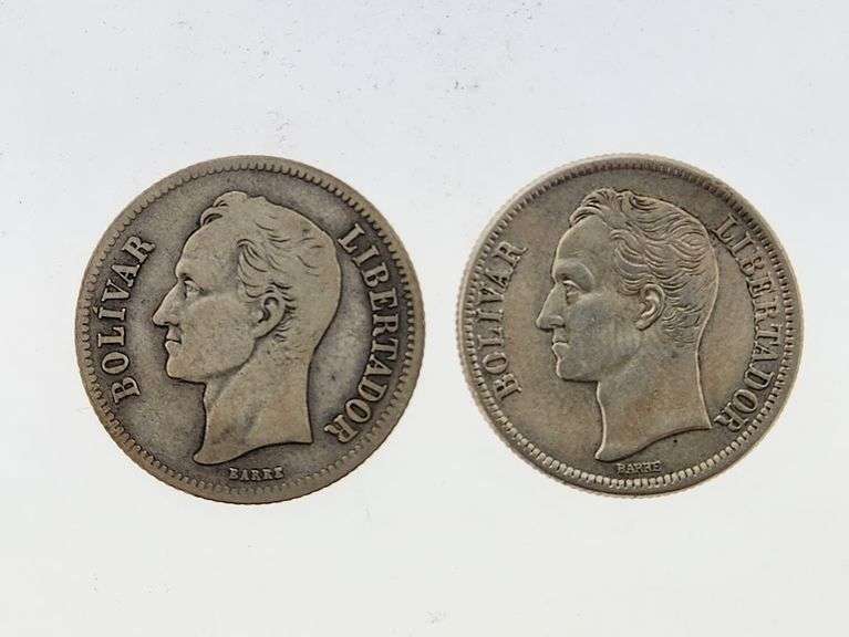 1935 & 1945 Venezuela Bolivar, 83.5% Silver