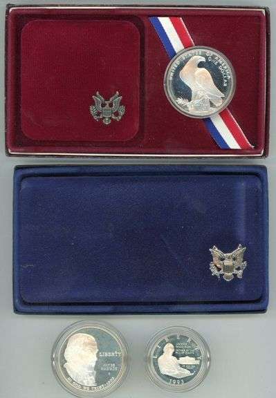 2 Different US Silver Commemoratives: 1984 Olympic & 1993 Madison 2-Piece