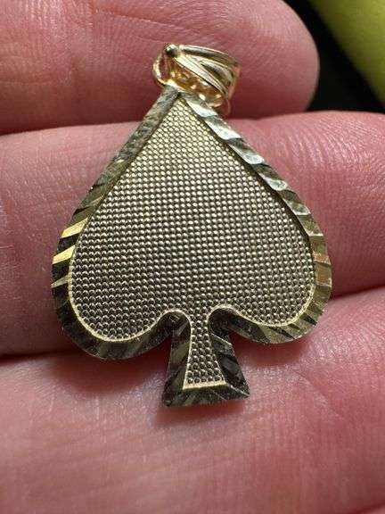 10K Yellow Gold Spades Card Suit Pendant