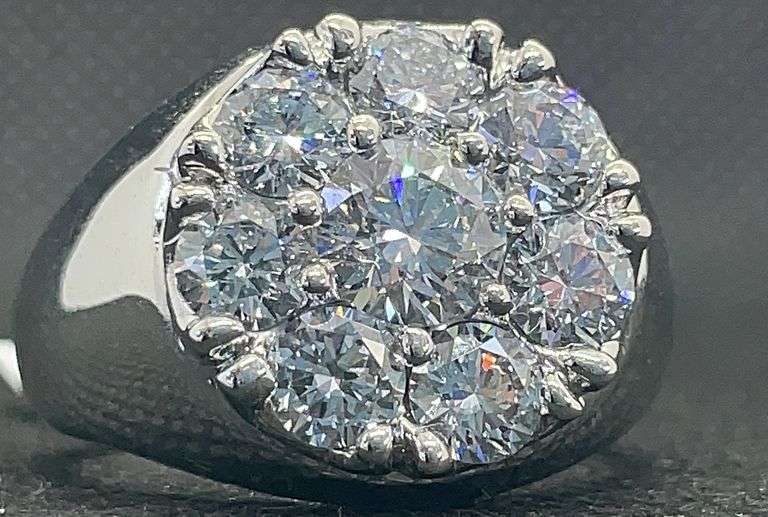 STUNNING 3.75 T.C.W MENS 14K WHITE GOLD DIAMOND PINKY RING LAB GROWN
