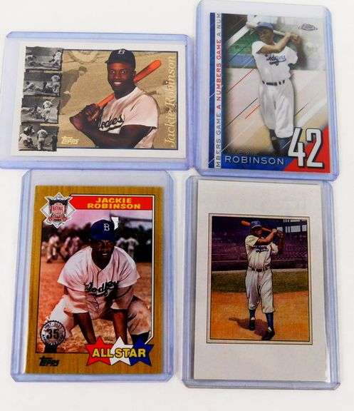 4 Jackie Robinson Throw Back Baseball Cards