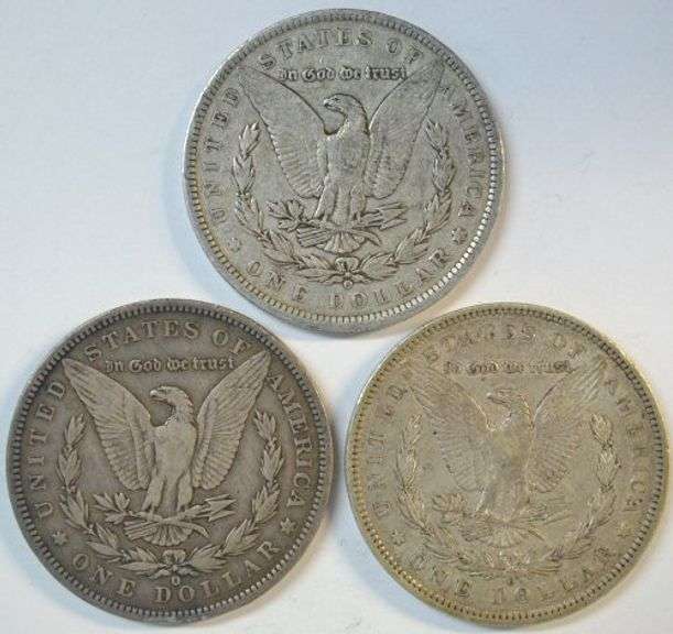 3 Different desirable 'O' Mint Morgan Silver Dollars 1889 to 1891