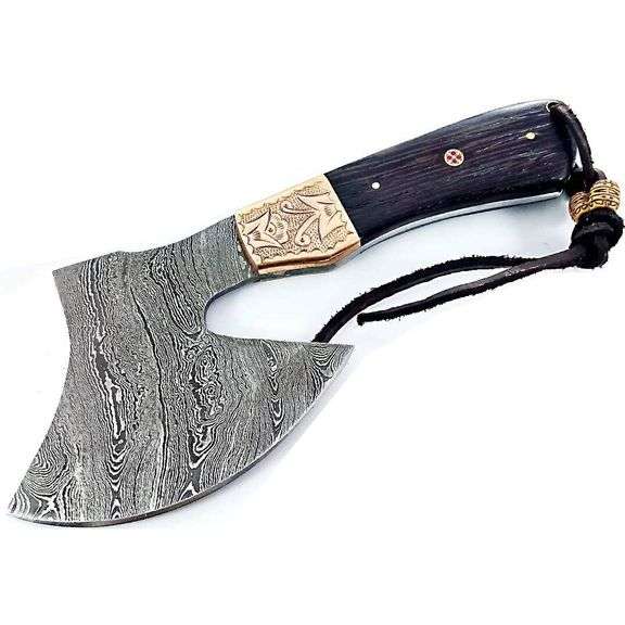 Hand Forged Damascus Steel Bearded Axe