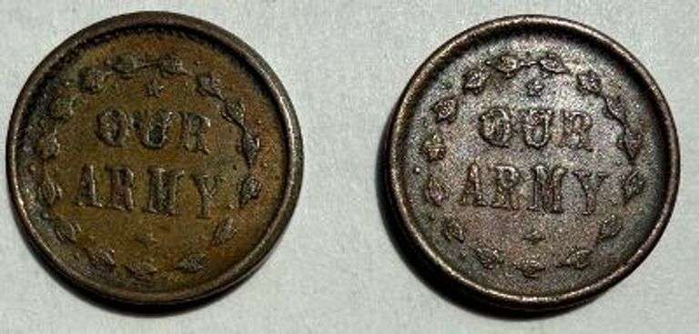 Two 1864 Patriotic CW Tokens