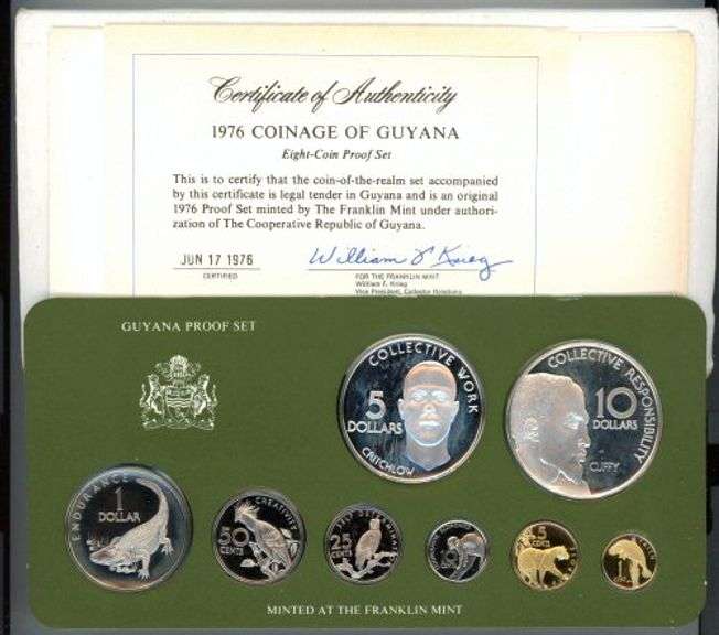 1976 Guyana Silver Proof Set in Original Packaging