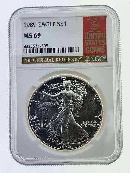1989 American Silver Eagle, NGC MS69 "Red Book Label"