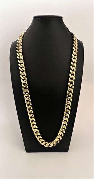 Huge 281.7 Grams MLB 14 Kt Gold Plated Curb Link Chain Necklace.