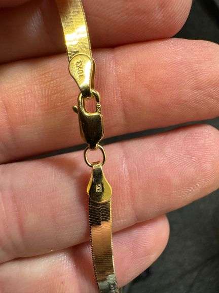 10K Yellow Gold 4mm Herringbone 16" Necklace