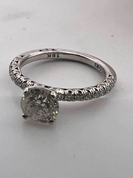 TACORI CERTIFIED 18K WHITE GOLD DIAMOND ENGAGEMENT RING