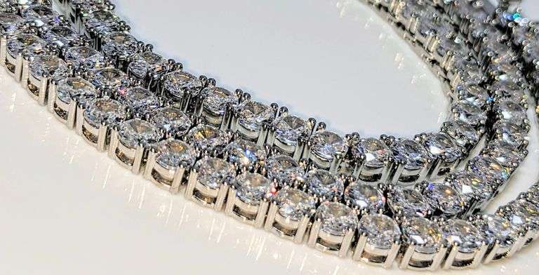 Sparkling 14 Kt White Gold Plated 60 Cttw Tennis Necklace