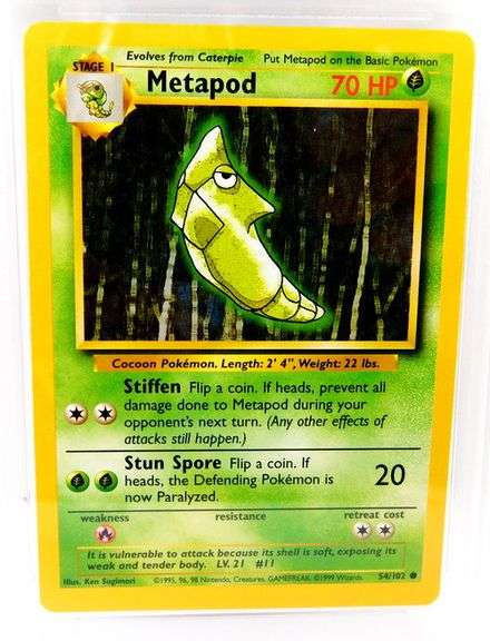Pokémon 1999 Metapod Card, 8 NM