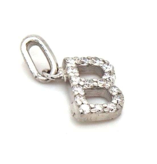 18kt White gold diamond Initial B pendant