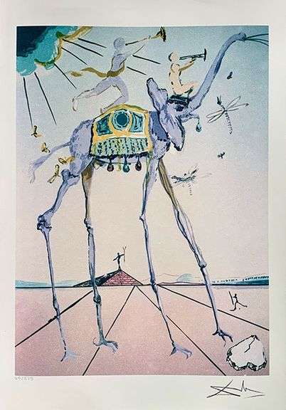 Pencil Numbered Salvador Dali, Celestial Elephant