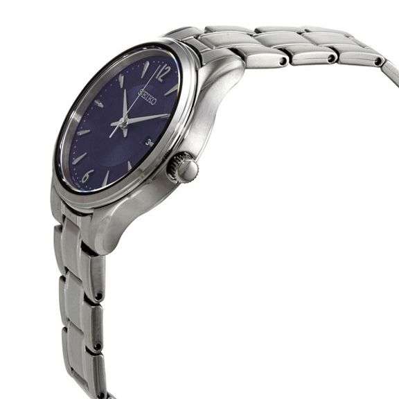 Seiko Women’s Stainless Steel Watch – Blue Dial, Sapphire Crystal, 30mm Case, Date Display, 100M Wat