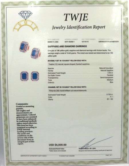 18kt Yellow gold sapphire and diamond earrings