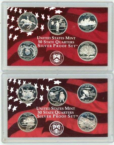 2 Different Silver Quarter Proof Sets: 1999 & 2002