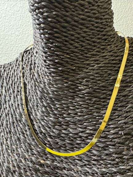 10K Yellow Gold 4mm Herringbone 16" Necklace