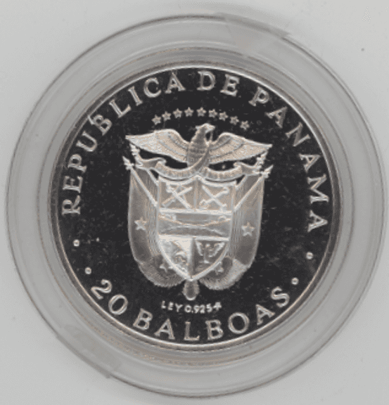 Gem Cameo Proof Large 1971 Panama 20 Balboas Silver Piece. Box/COA