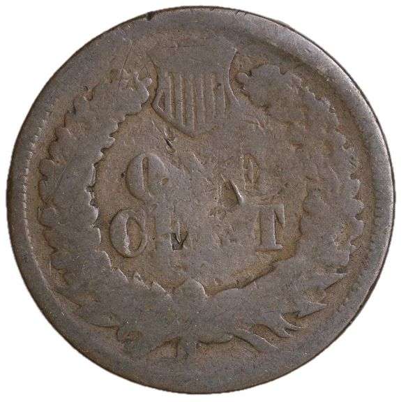 1869 Indian Head Cent AG (About Good) Full Date, Copper Penny