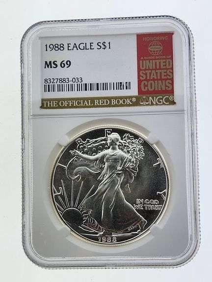 1988 American Silver Eagle, NGC MS69 "Red Book Label"