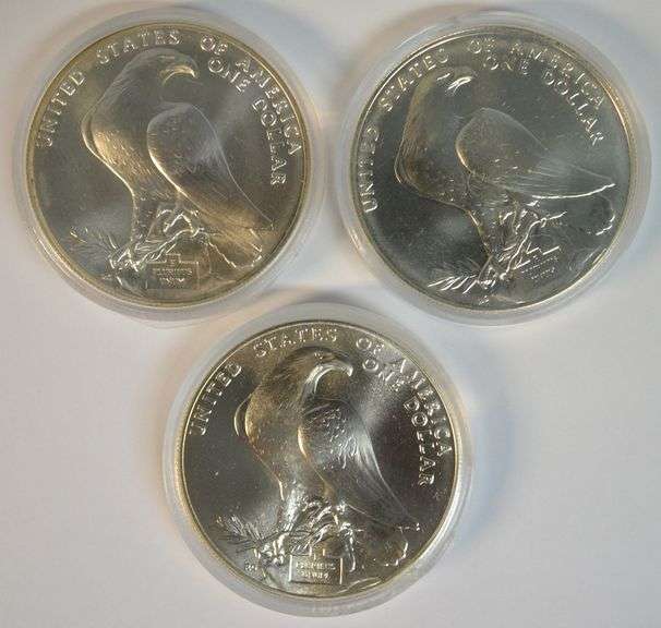Gem BU 1984 P-D-S Uncirculated Olympic Silver Dollar set