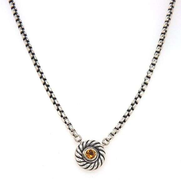 David Yurman Citrine cookie pendant on chain