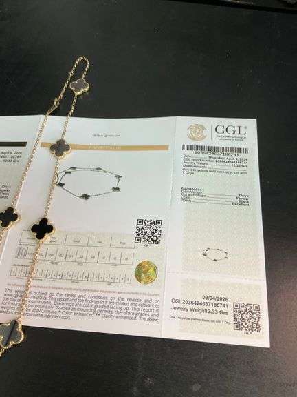 CERTIFIED 14K YELLOW GOLD CLOVER NECKLACE