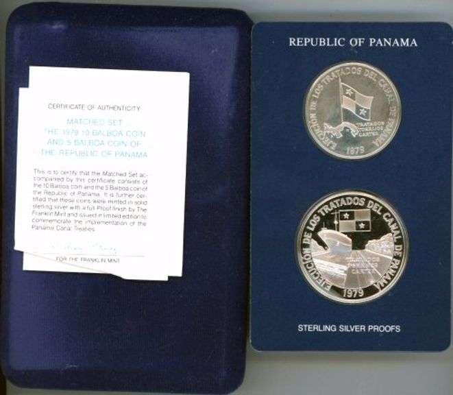 1979 Panama “Matched Set” $5 & $10 Silver Coins in Original Packaging