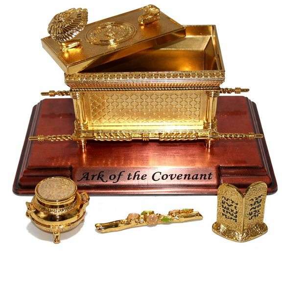 Gold Ark of the Covenant with Tablets Rod and Manna Vessel