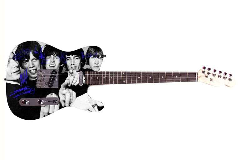 The Rolling Stones Autographed Facsimile Signed Custom Graphics Guitar